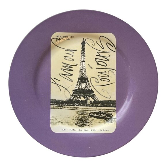 Set of 3 Rosanna Studio Eiffel Tower Paris Plates – Purple, Green, and Mauve – V - Picture 3 of 5